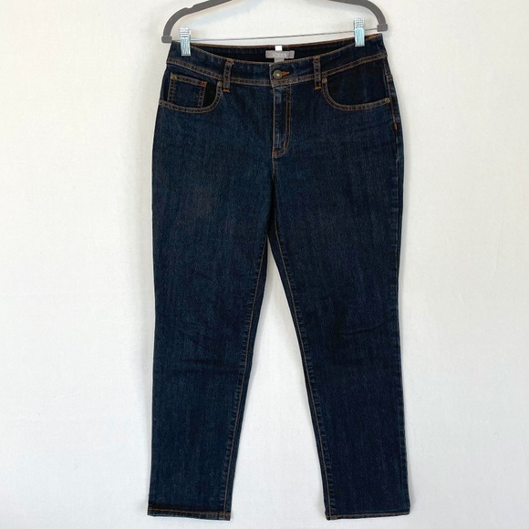 Chico’s 5 Pocket Dark Wash Slightly Tapered Leg Ankle Jeans Size 0.5 US 6 - Picture 1 of 7